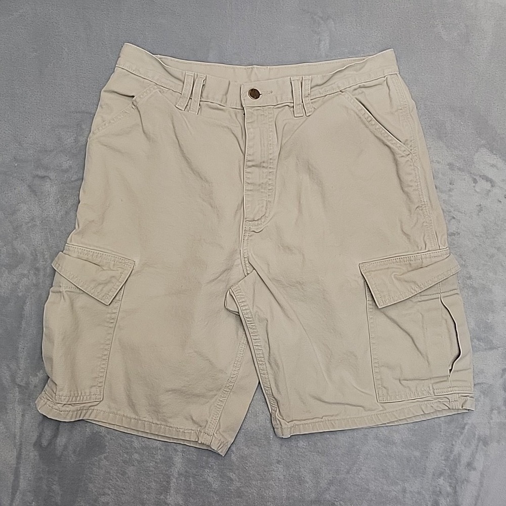Carhartt Canvas Cargo Shorts Mens 36 Tan Khaki Workwear Utility Hiking Outdoors - Picture 1 of 7